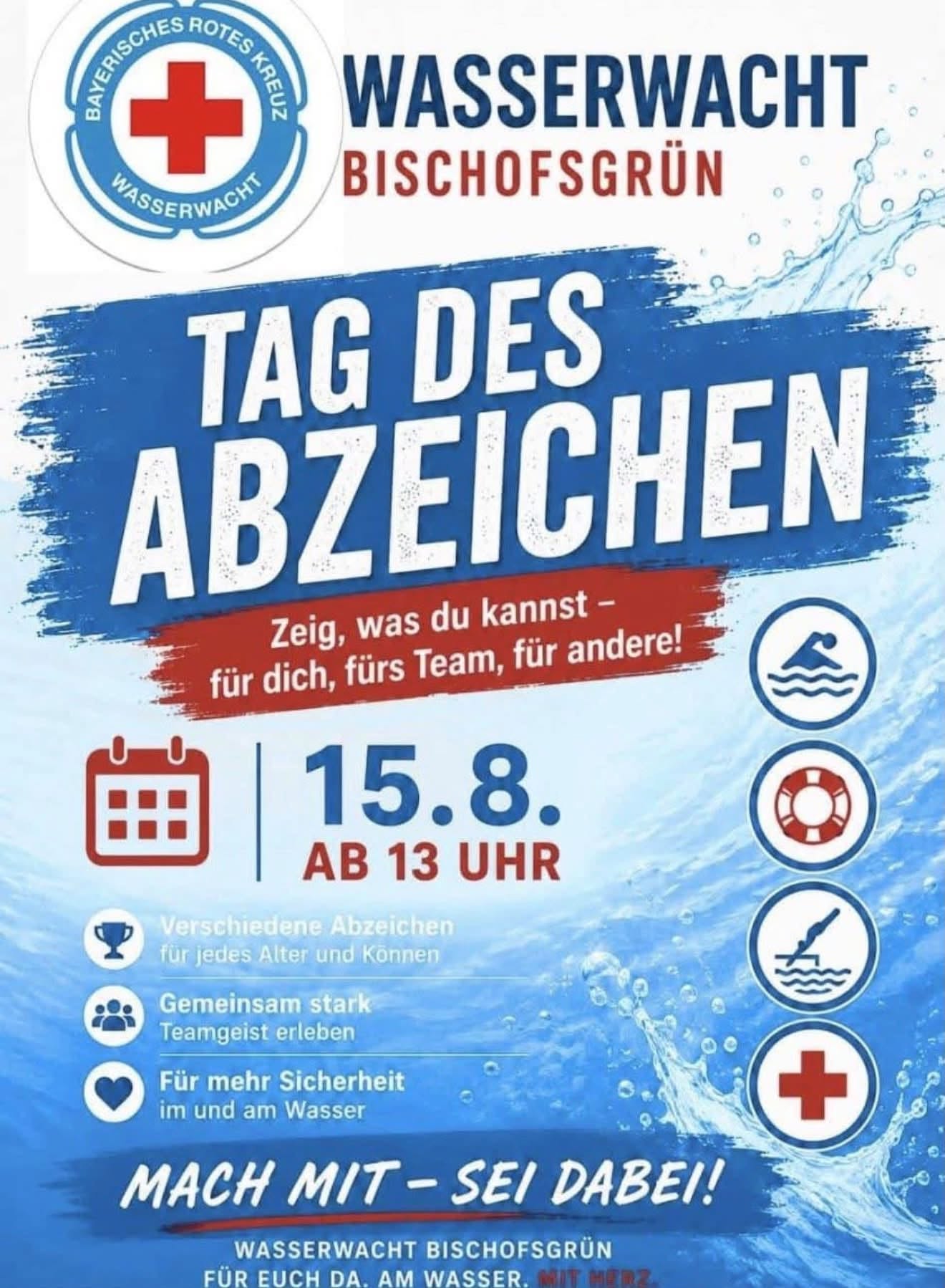 Plakat der Wasserwacht Bischofsgrün zum Tag des Schwimmabzeichens